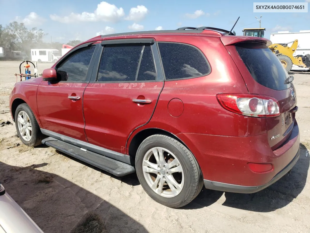 2011 Hyundai Santa Fe Limited VIN: 5XYZK4AG0BG074651 Lot: 77596464