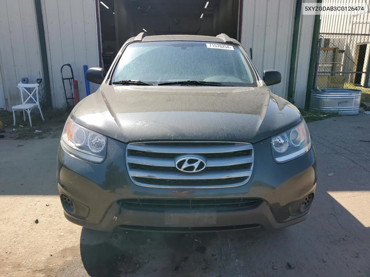 2012 Hyundai Santa Fe Gls VIN: 5XYZGDAB3CG126474 Lot: 71576254