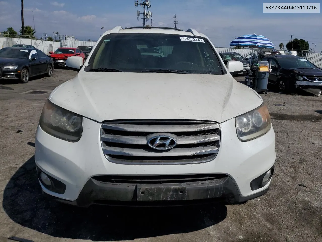 2012 Hyundai Santa Fe Limited VIN: 5XYZK4AG4CG110715 Lot: 72454354