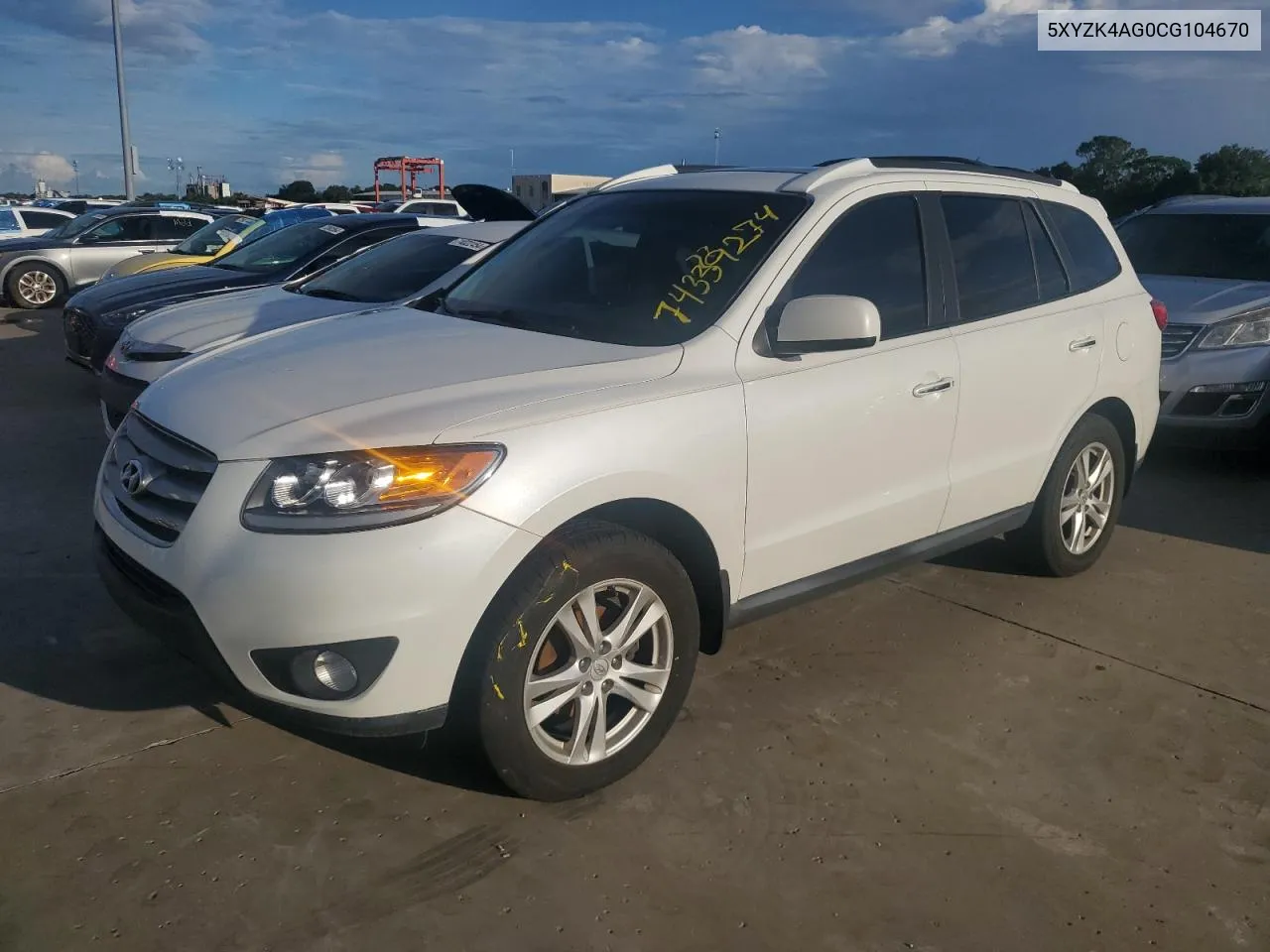 2012 Hyundai Santa Fe Limited VIN: 5XYZK4AG0CG104670 Lot: 74339274