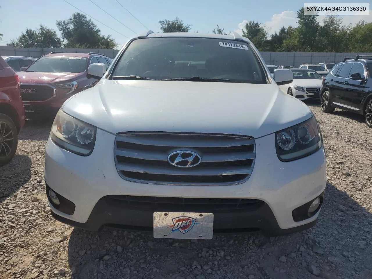 2012 Hyundai Santa Fe Limited VIN: 5XYZK4AG4CG136330 Lot: 74472644