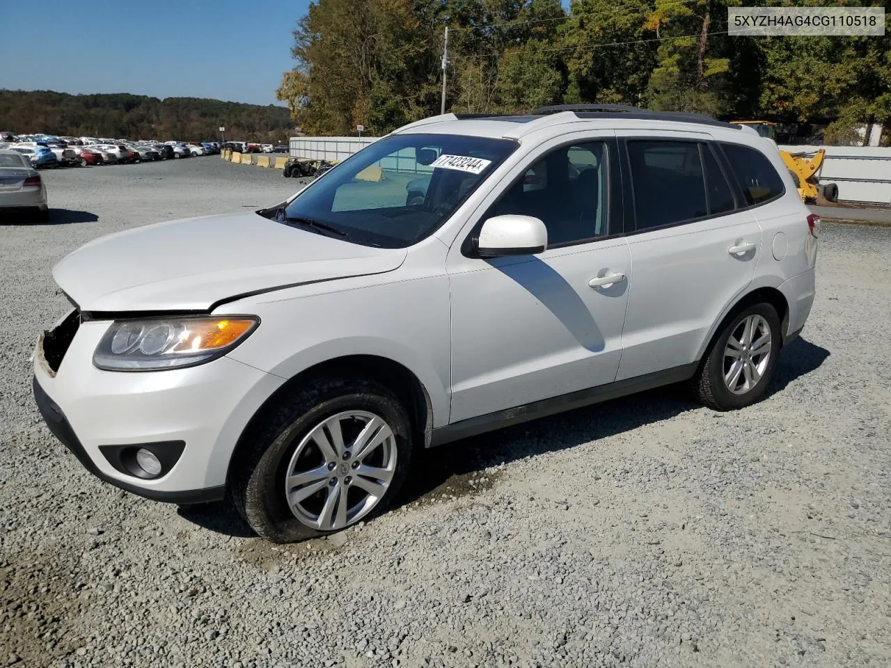 2012 Hyundai Santa Fe Se VIN: 5XYZH4AG4CG110518 Lot: 77423244