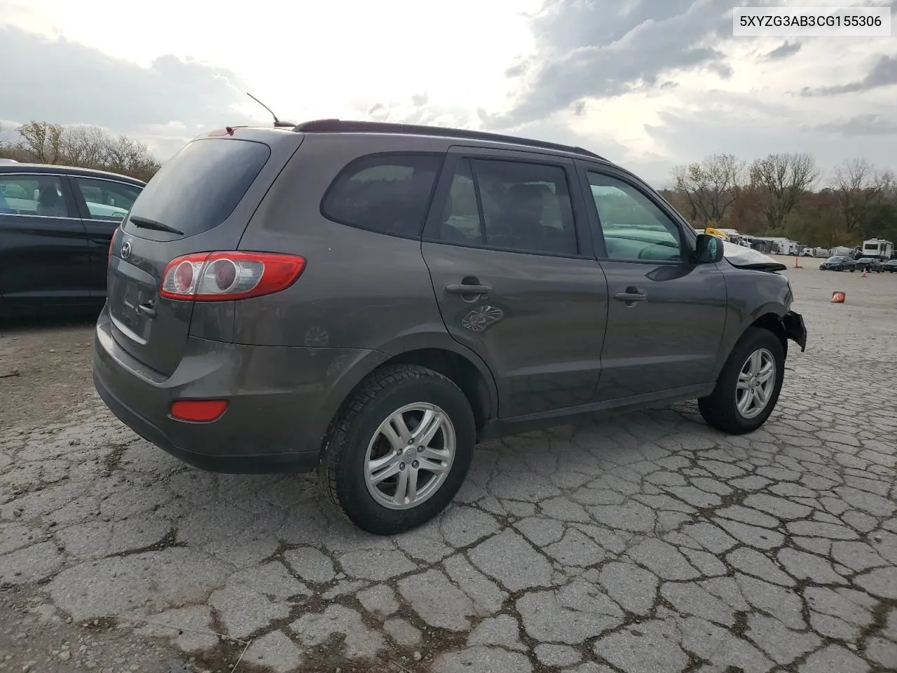 2012 Hyundai Santa Fe Gls VIN: 5XYZG3AB3CG155306 Lot: 77954374