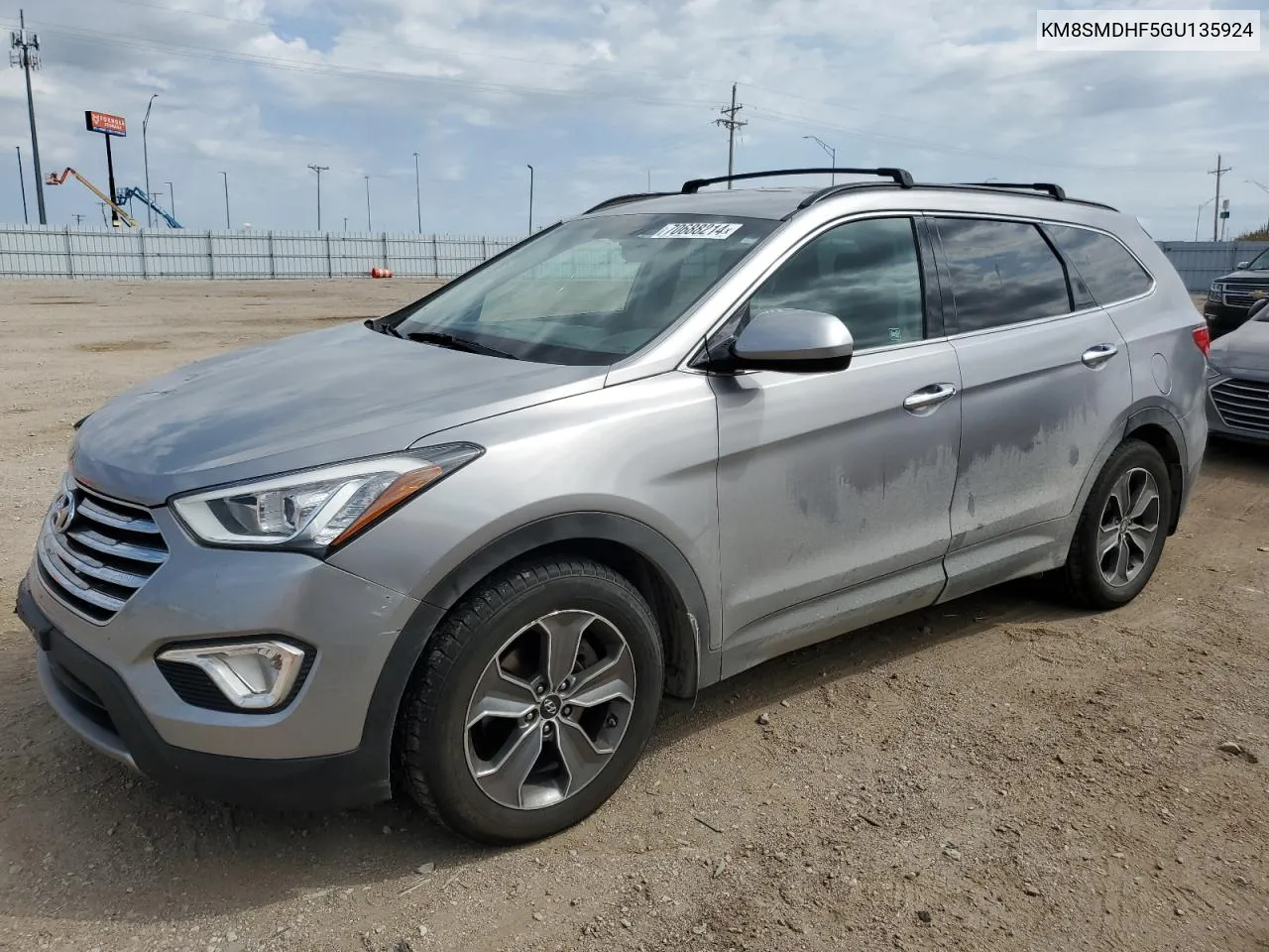 2016 Hyundai Santa Fe Se VIN: KM8SMDHF5GU135924 Lot: 70688214