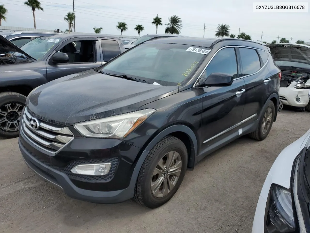 2016 Hyundai Santa Fe Sport VIN: 5XYZU3LB8GG316678 Lot: 76138694