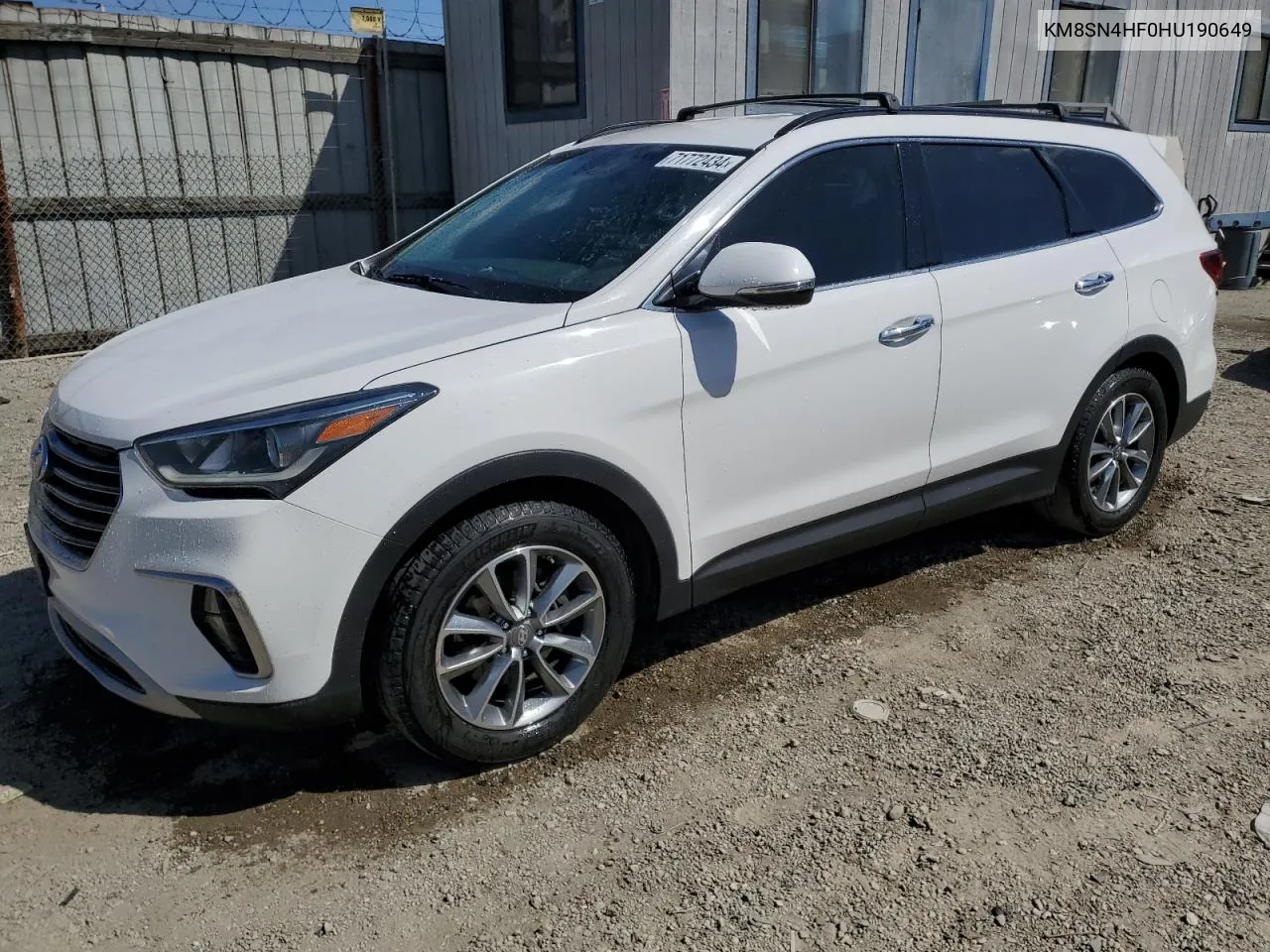 KM8SN4HF0HU190649 2017 Hyundai Santa Fe Se