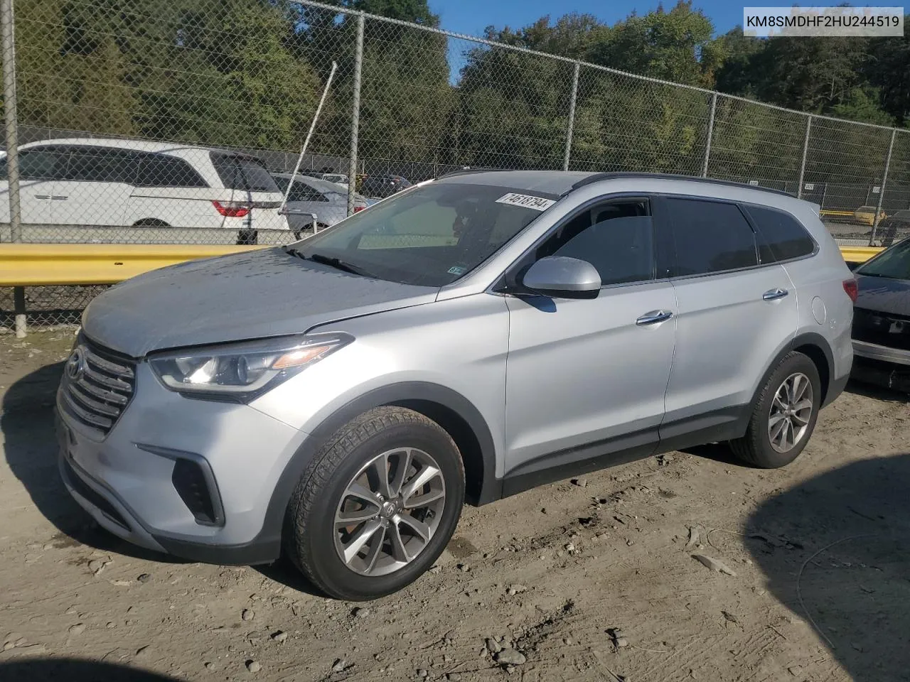 2017 Hyundai Santa Fe Se VIN: KM8SMDHF2HU244519 Lot: 74618794