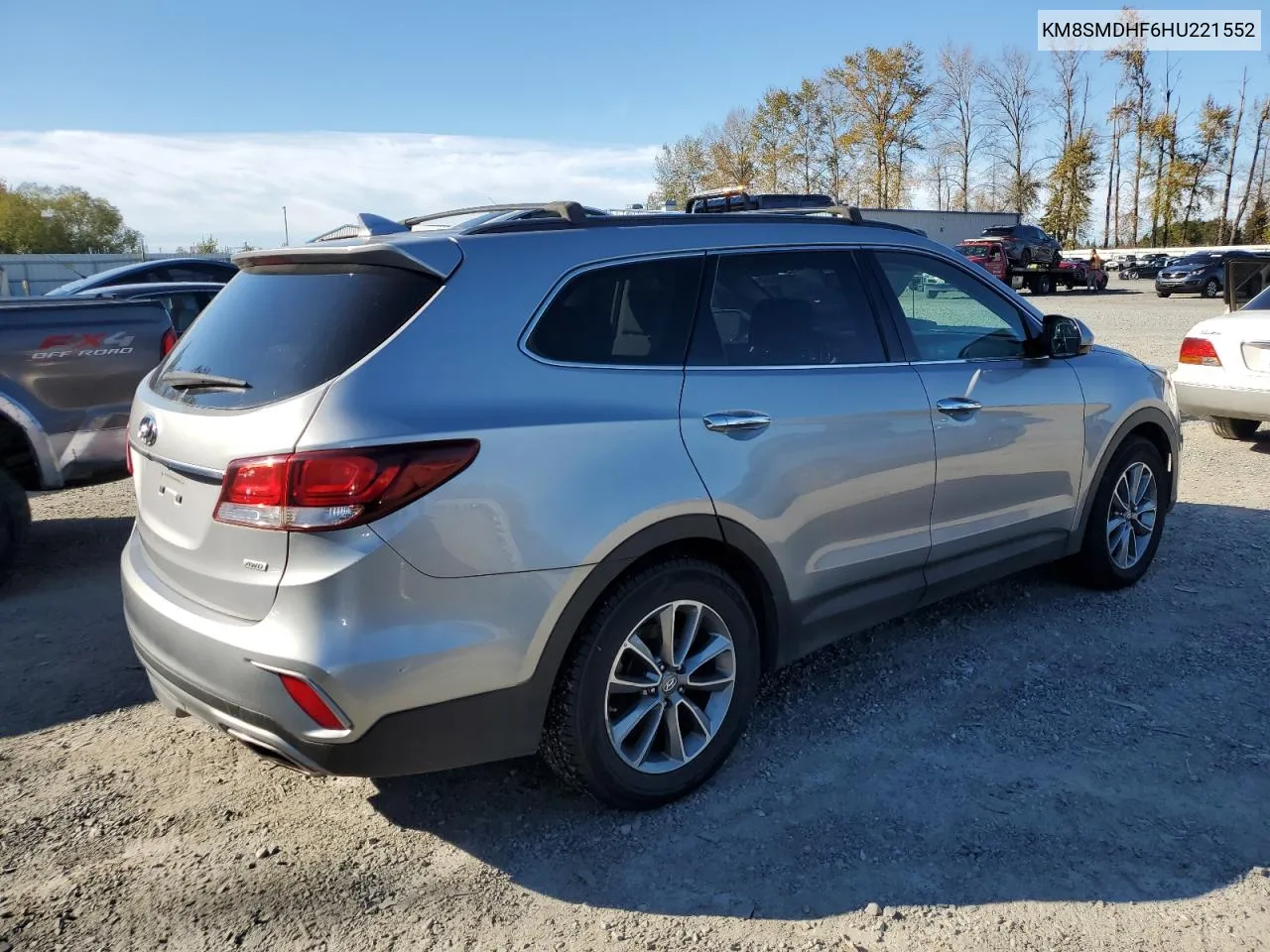 2017 Hyundai Santa Fe Se VIN: KM8SMDHF6HU221552 Lot: 75250304