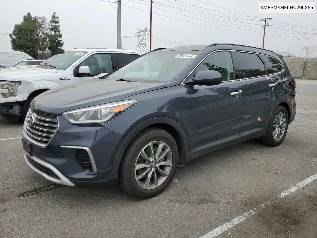 2017 Hyundai Santa Fe Se VIN: KM8SM4HF6HU206355 Lot: 75957934