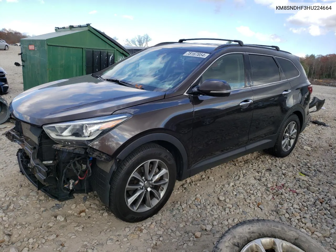 2017 Hyundai Santa Fe Se VIN: KM8SNDHF3HU224664 Lot: 78167854