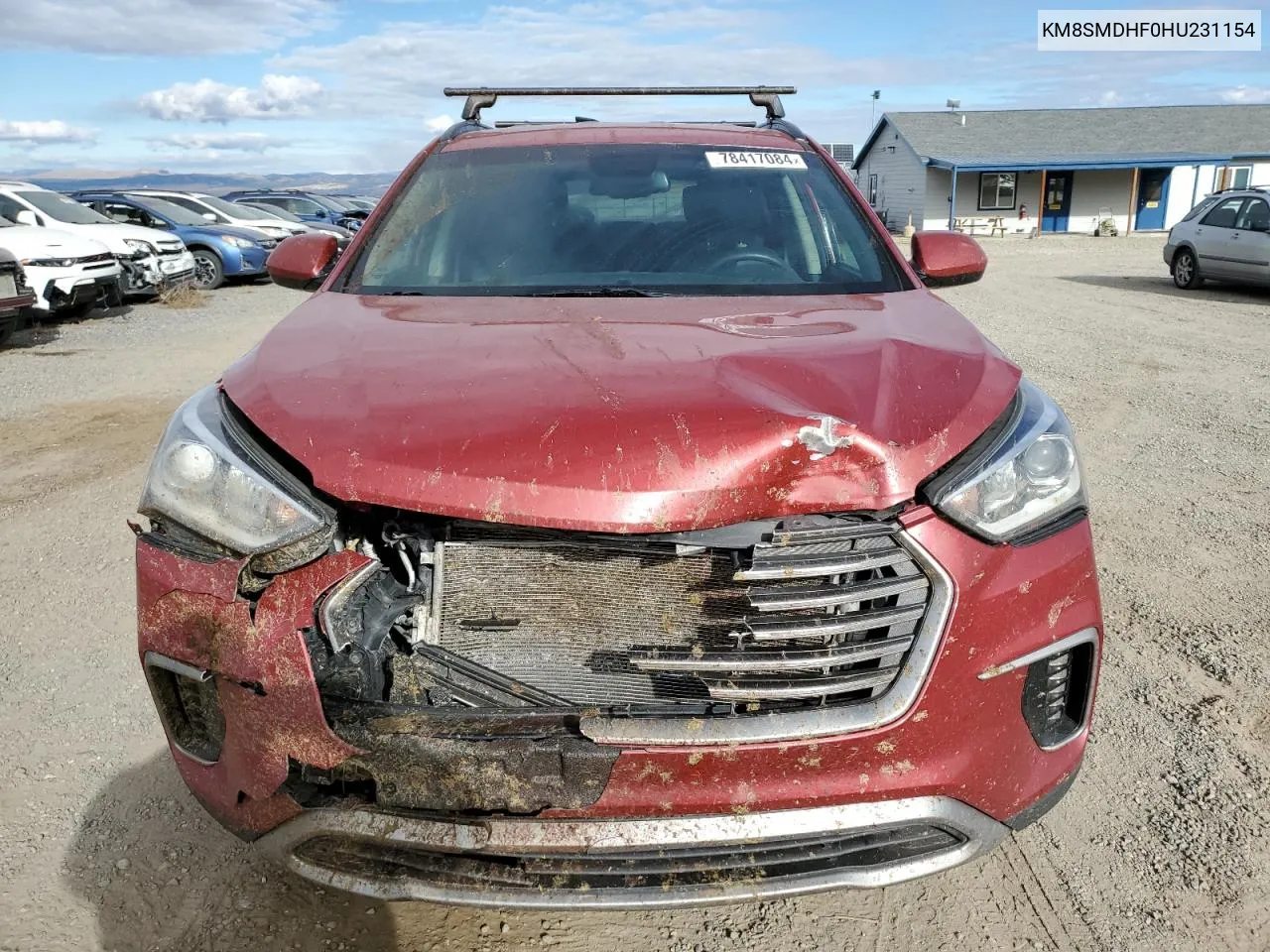 KM8SMDHF0HU231154 2017 Hyundai Santa Fe Se