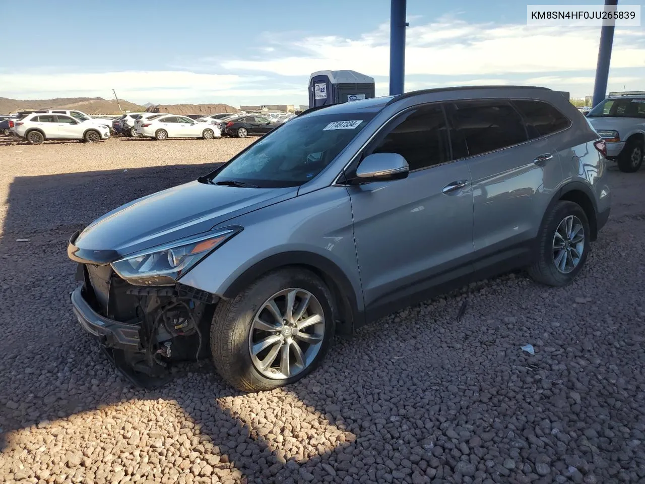 2018 Hyundai Santa Fe Se VIN: KM8SN4HF0JU265839 Lot: 77497334