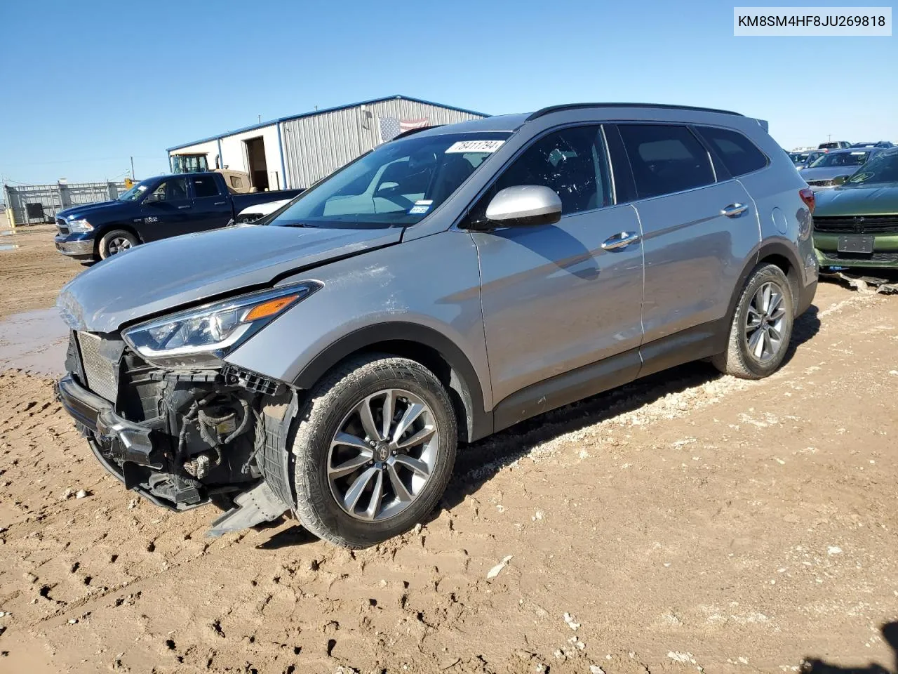 2018 Hyundai Santa Fe Se VIN: KM8SM4HF8JU269818 Lot: 78411794