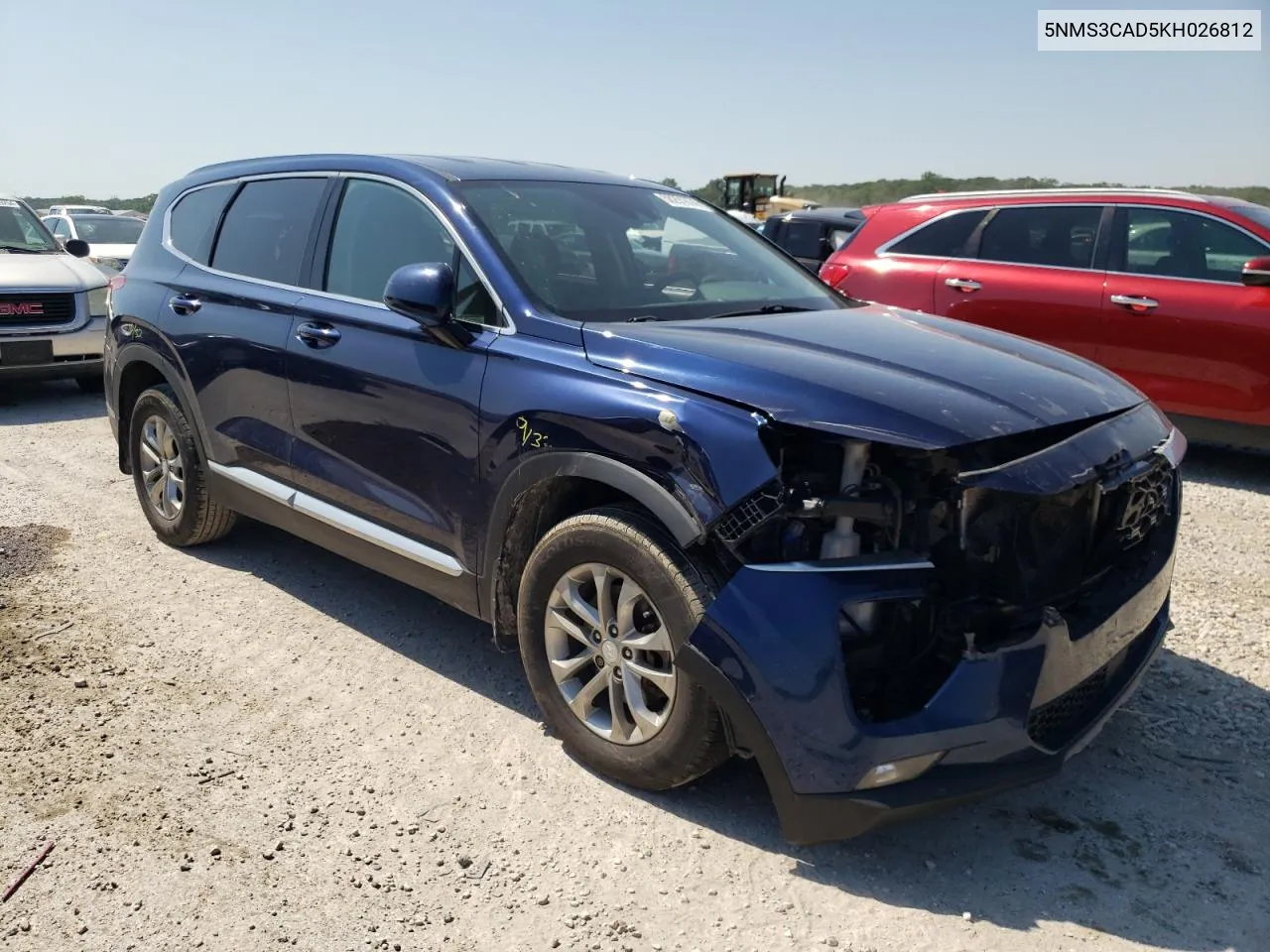 2019 Hyundai Santa Fe Sel VIN: 5NMS3CAD5KH026812 Lot: 58291874