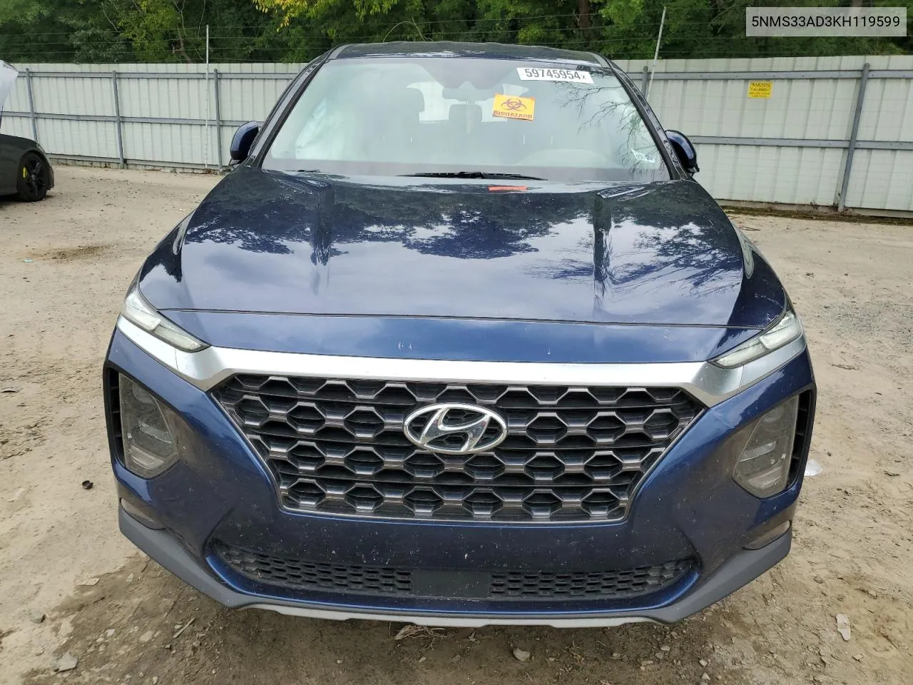 2019 Hyundai Santa Fe Sel VIN: 5NMS33AD3KH119599 Lot: 59745954