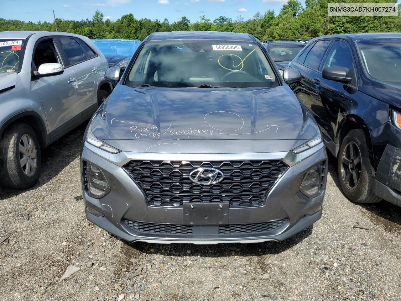 5NMS3CAD7KH007274 2019 Hyundai Santa Fe Sel