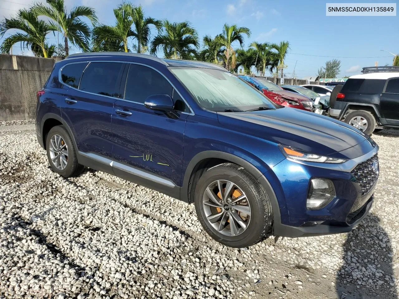 2019 Hyundai Santa Fe Limited VIN: 5NMS5CAD0KH135849 Lot: 61134664