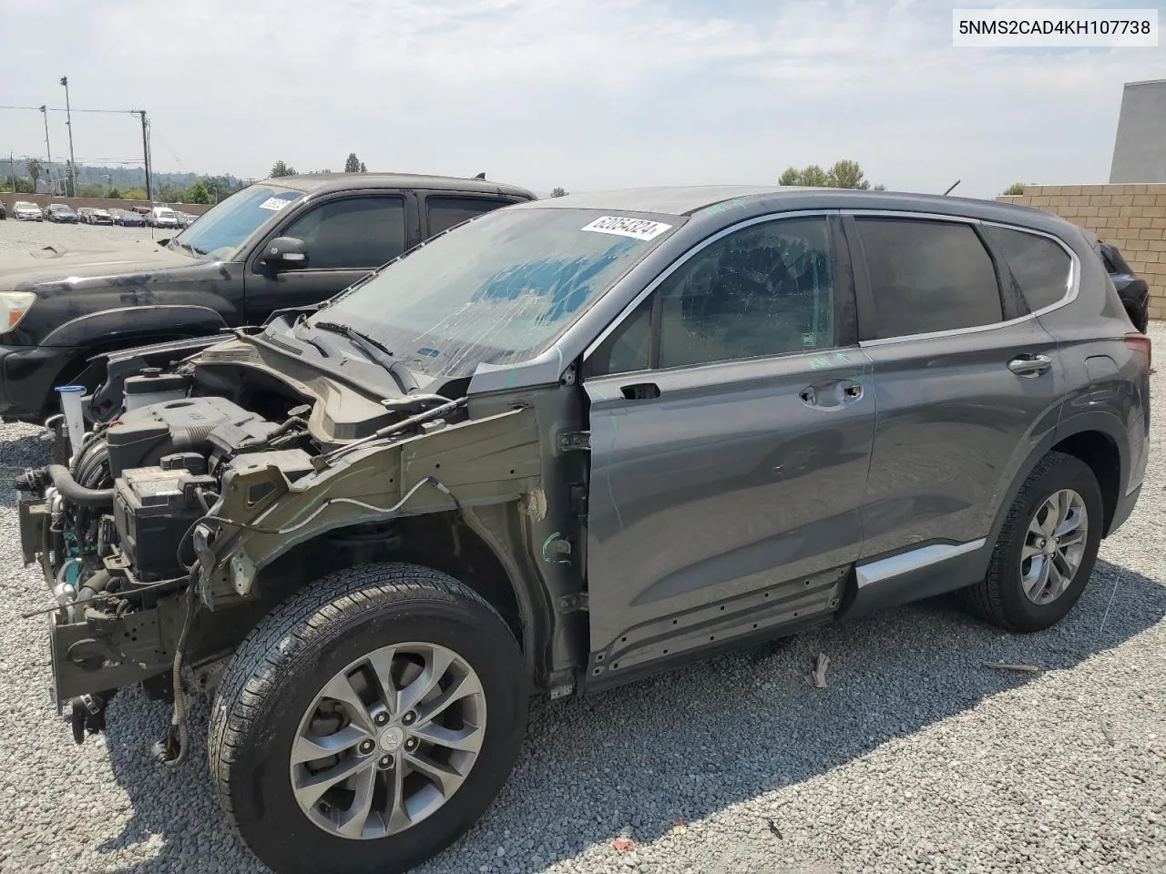 2019 Hyundai Santa Fe Se VIN: 5NMS2CAD4KH107738 Lot: 62054324