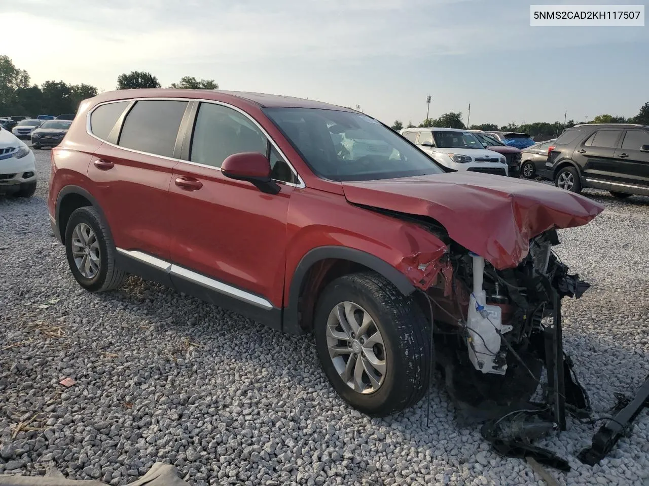 2019 Hyundai Santa Fe Se VIN: 5NMS2CAD2KH117507 Lot: 69081414