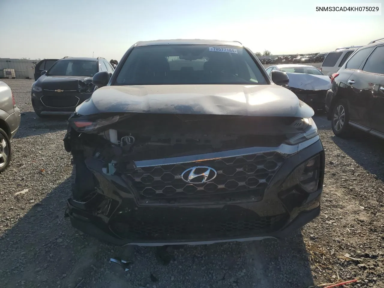 2019 Hyundai Santa Fe Sel VIN: 5NMS3CAD4KH075029 Lot: 70577184