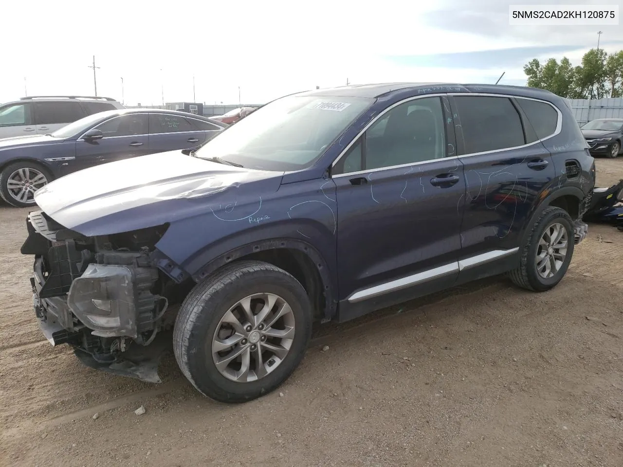 2019 Hyundai Santa Fe Se VIN: 5NMS2CAD2KH120875 Lot: 71094434