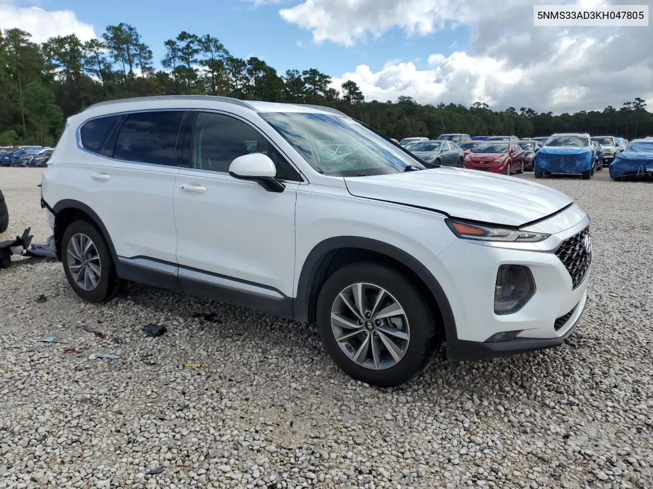 2019 Hyundai Santa Fe Sel VIN: 5NMS33AD3KH047805 Lot: 71168534