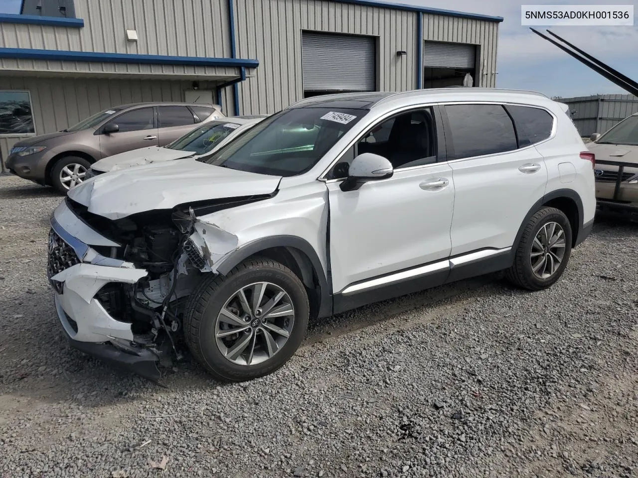 5NMS53AD0KH001536 2019 Hyundai Santa Fe Limited