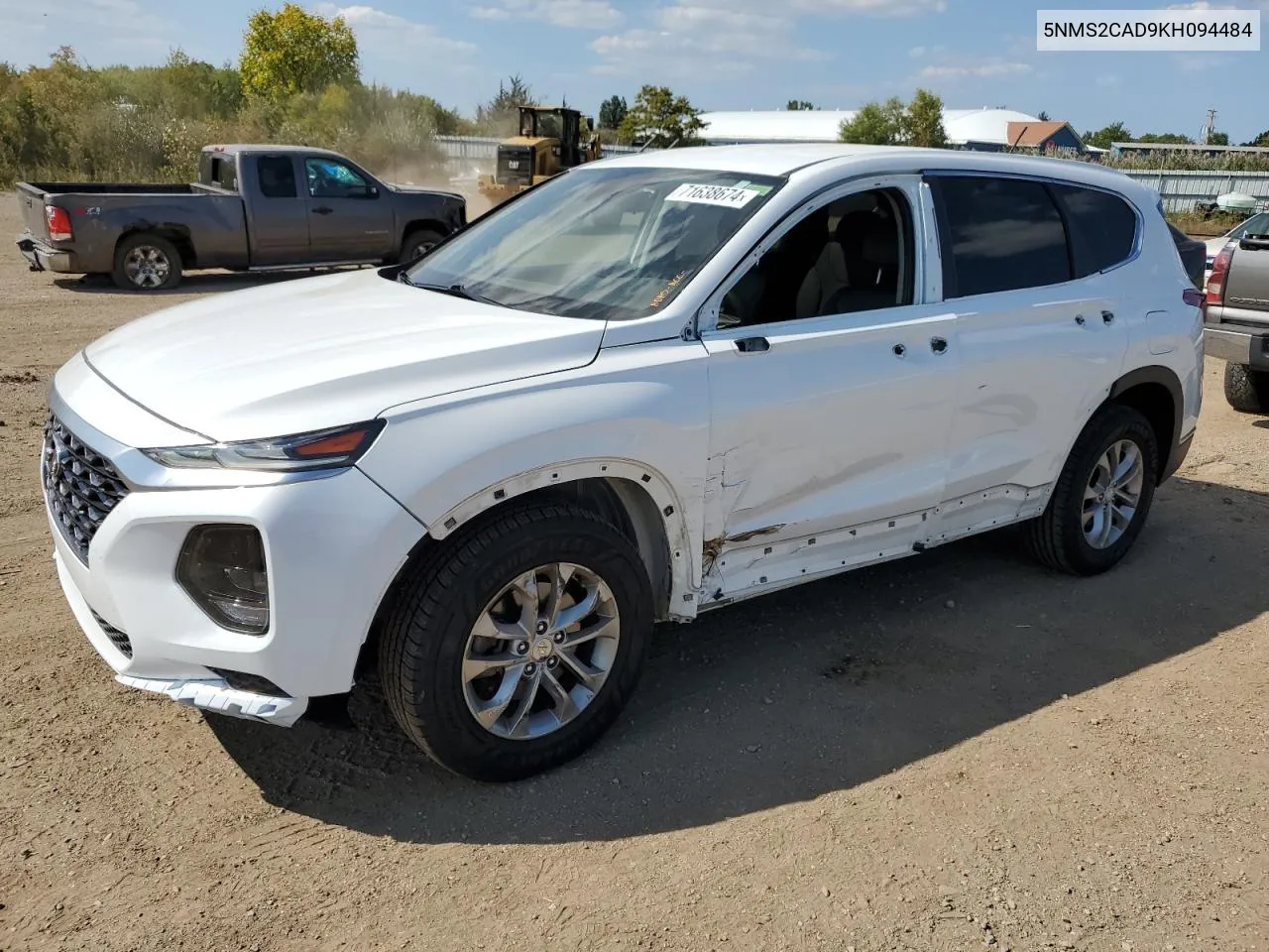 2019 Hyundai Santa Fe Se VIN: 5NMS2CAD9KH094484 Lot: 71638674