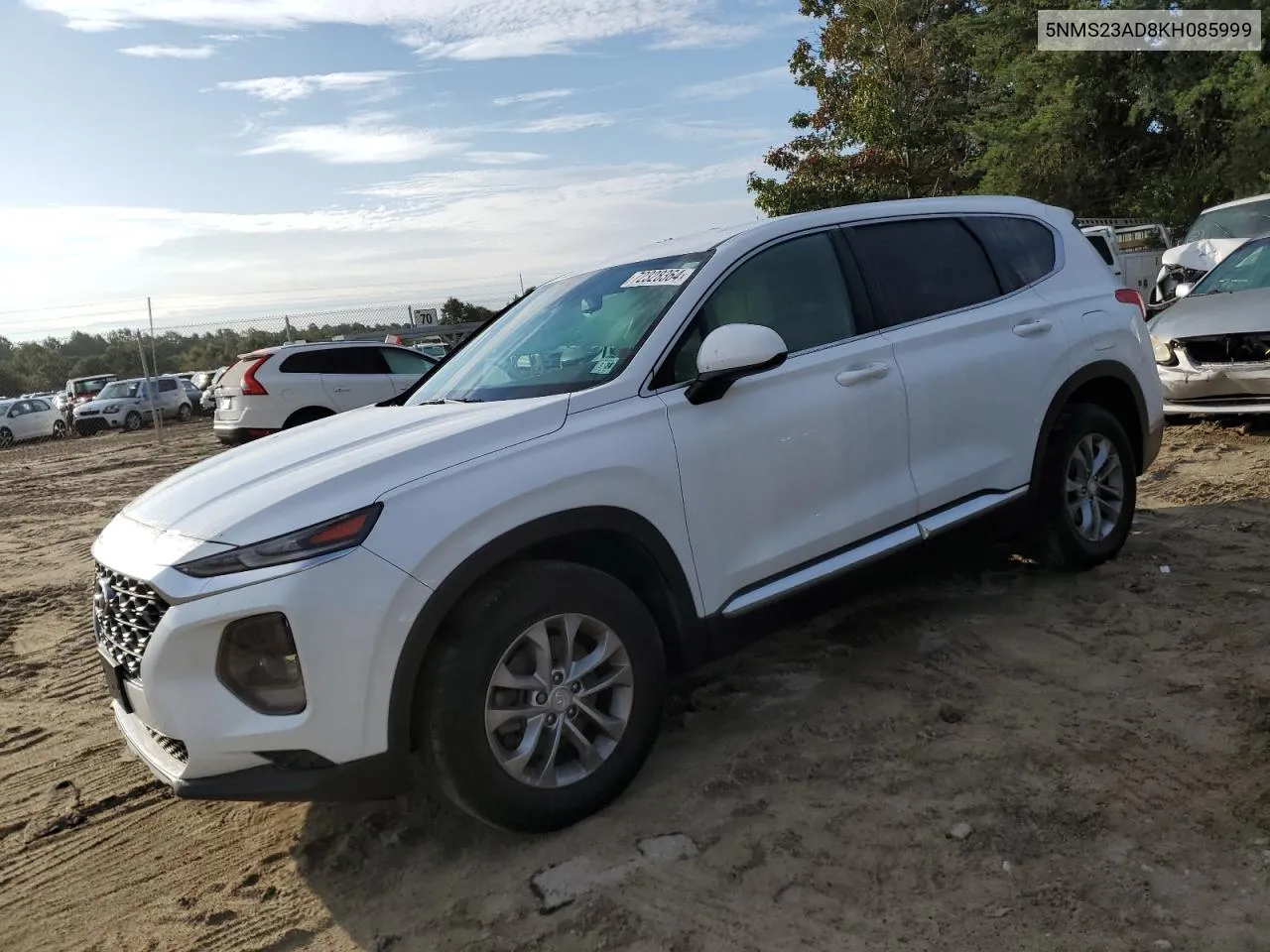 2019 Hyundai Santa Fe Se VIN: 5NMS23AD8KH085999 Lot: 72328364