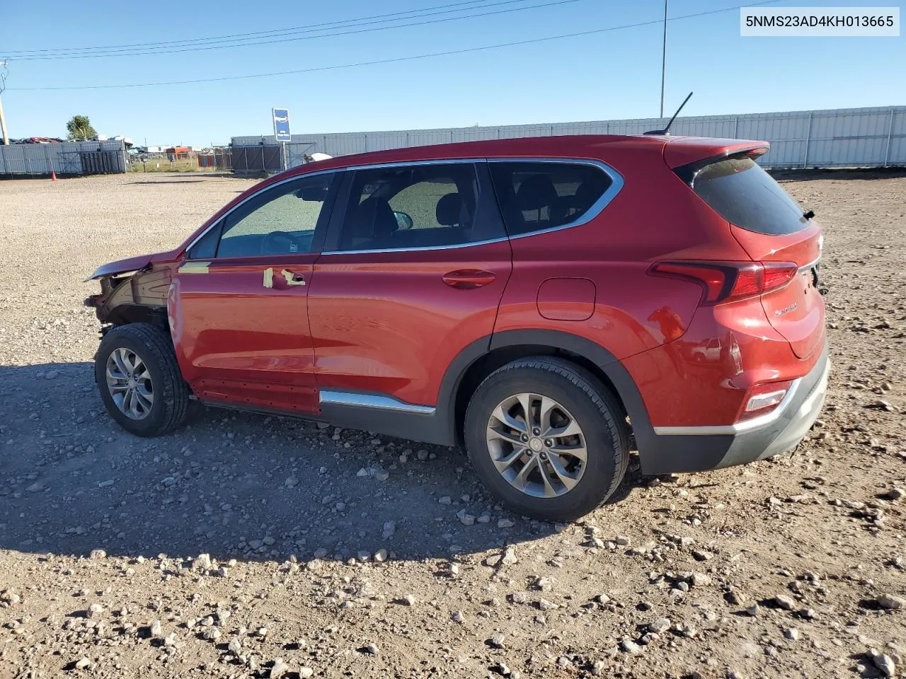 2019 Hyundai Santa Fe Se VIN: 5NMS23AD4KH013665 Lot: 72641924