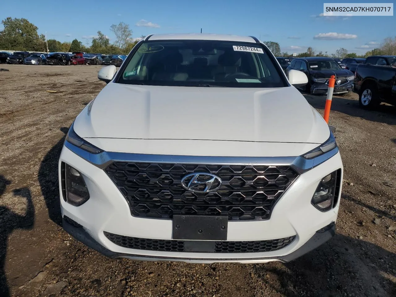 2019 Hyundai Santa Fe Se VIN: 5NMS2CAD7KH070717 Lot: 72987244