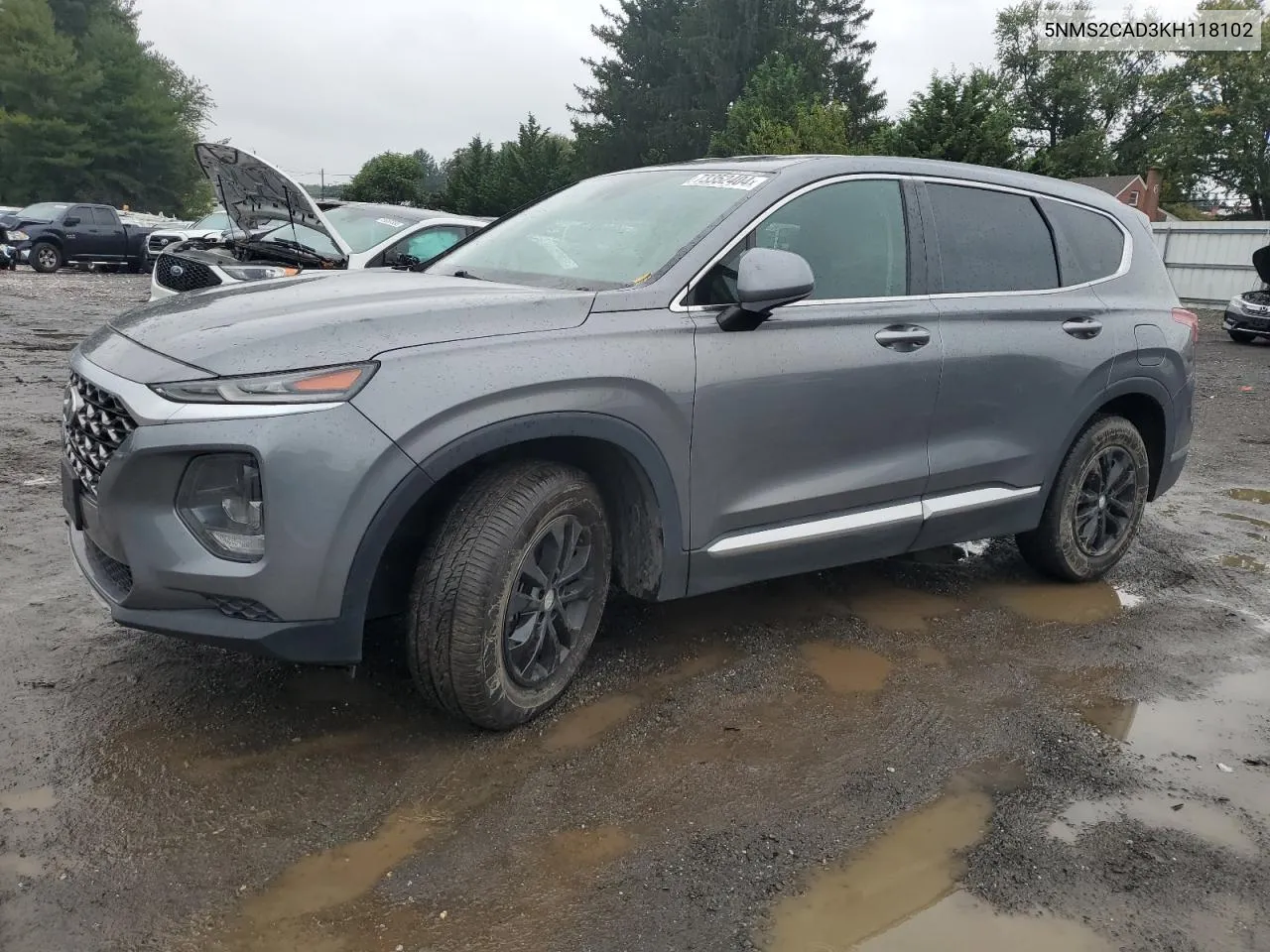 2019 Hyundai Santa Fe Se VIN: 5NMS2CAD3KH118102 Lot: 73352404