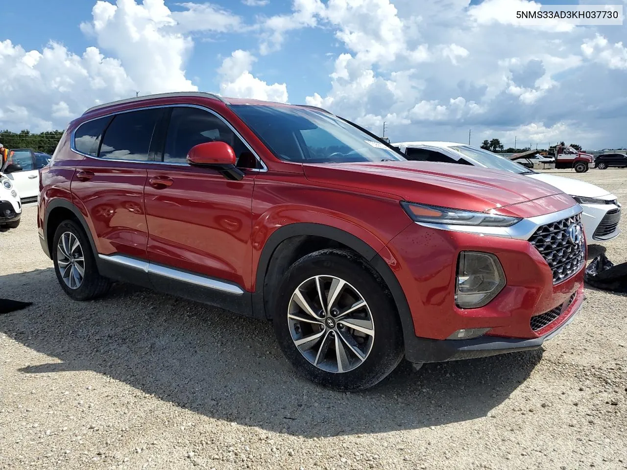 2019 Hyundai Santa Fe Sel VIN: 5NMS33AD3KH037730 Lot: 73956234