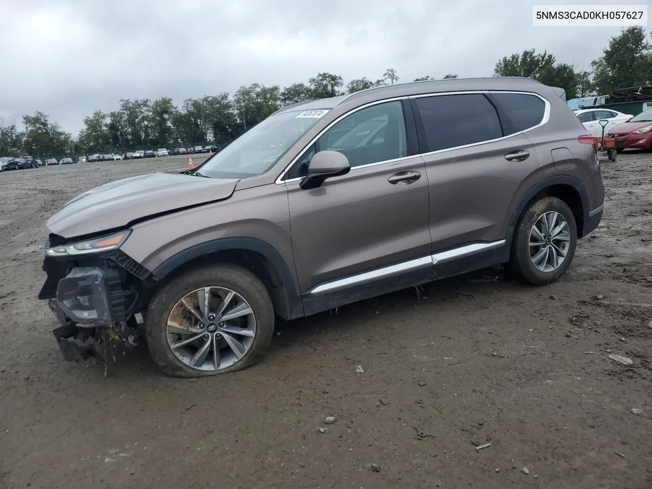 2019 Hyundai Santa Fe Sel VIN: 5NMS3CAD0KH057627 Lot: 74267874