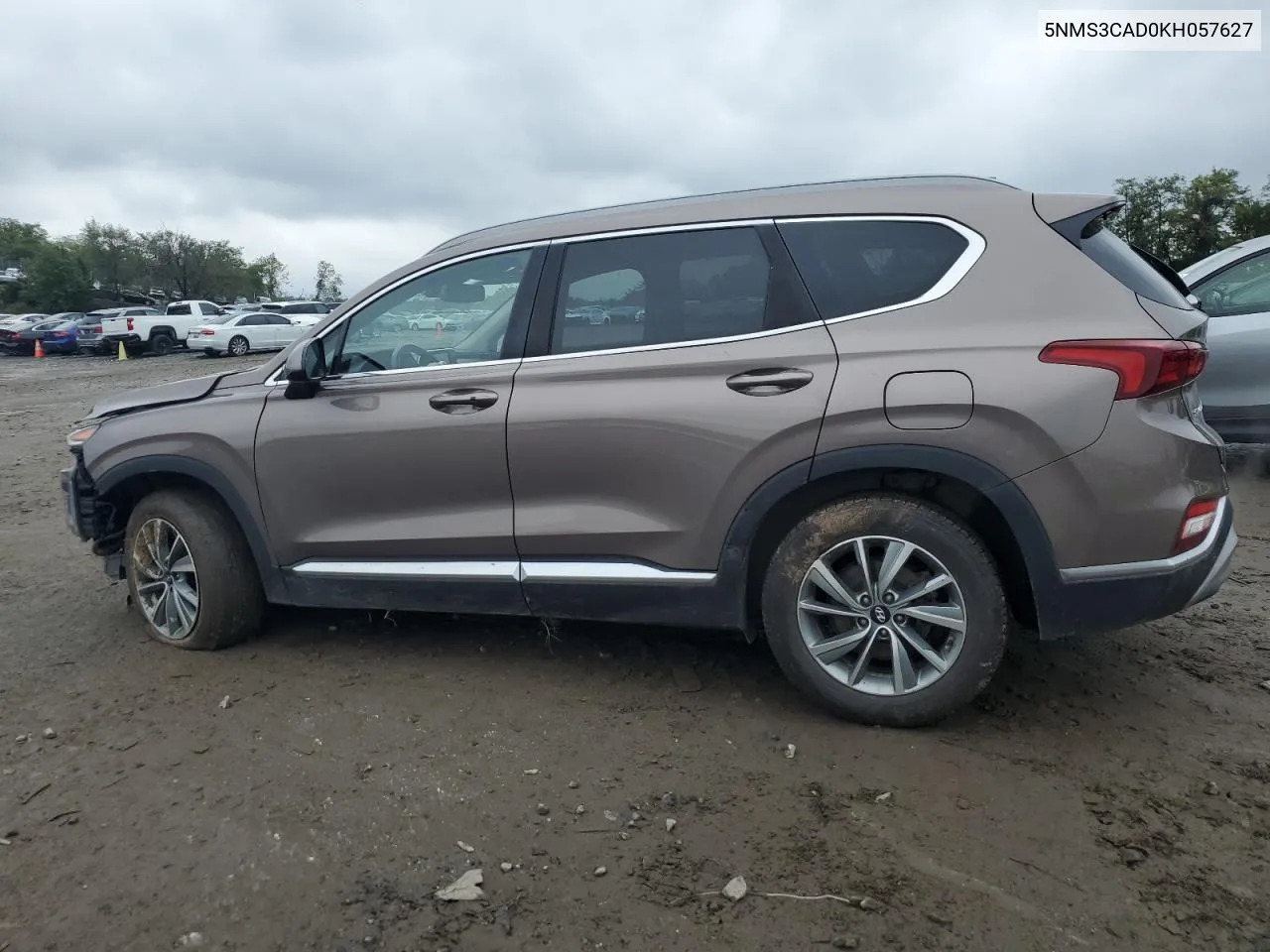 2019 Hyundai Santa Fe Sel VIN: 5NMS3CAD0KH057627 Lot: 74267874