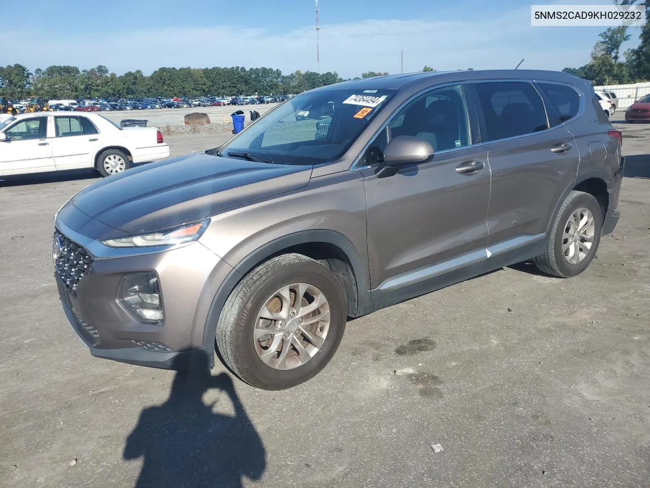 2019 Hyundai Santa Fe Se VIN: 5NMS2CAD9KH029232 Lot: 74364494