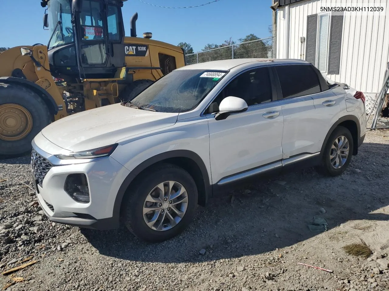 2019 Hyundai Santa Fe Se VIN: 5NMS23AD3KH112039 Lot: 74668894