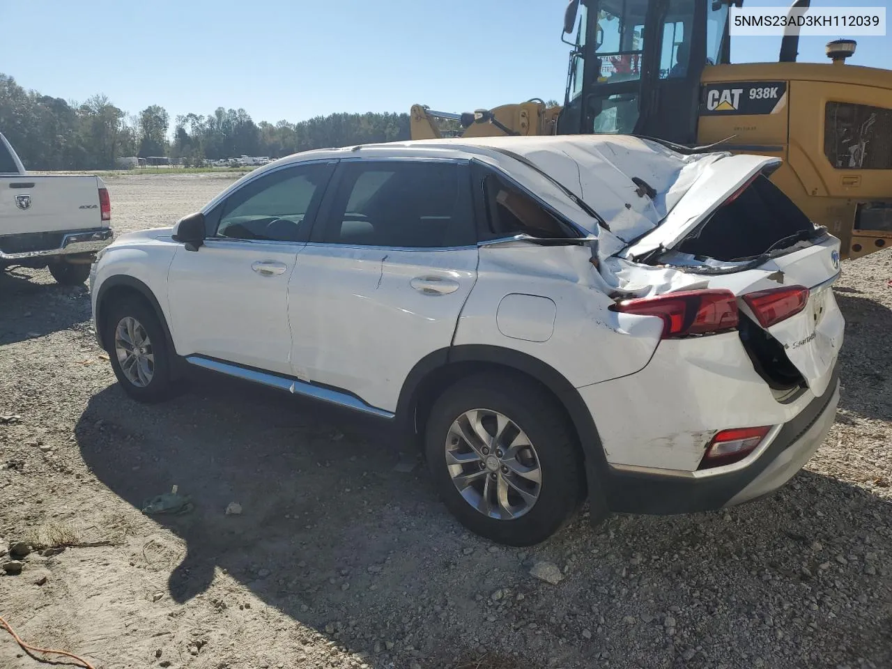 2019 Hyundai Santa Fe Se VIN: 5NMS23AD3KH112039 Lot: 74668894