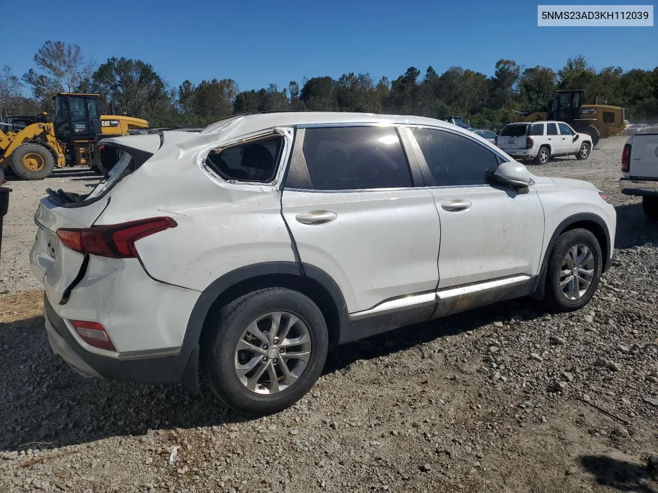 2019 Hyundai Santa Fe Se VIN: 5NMS23AD3KH112039 Lot: 74668894