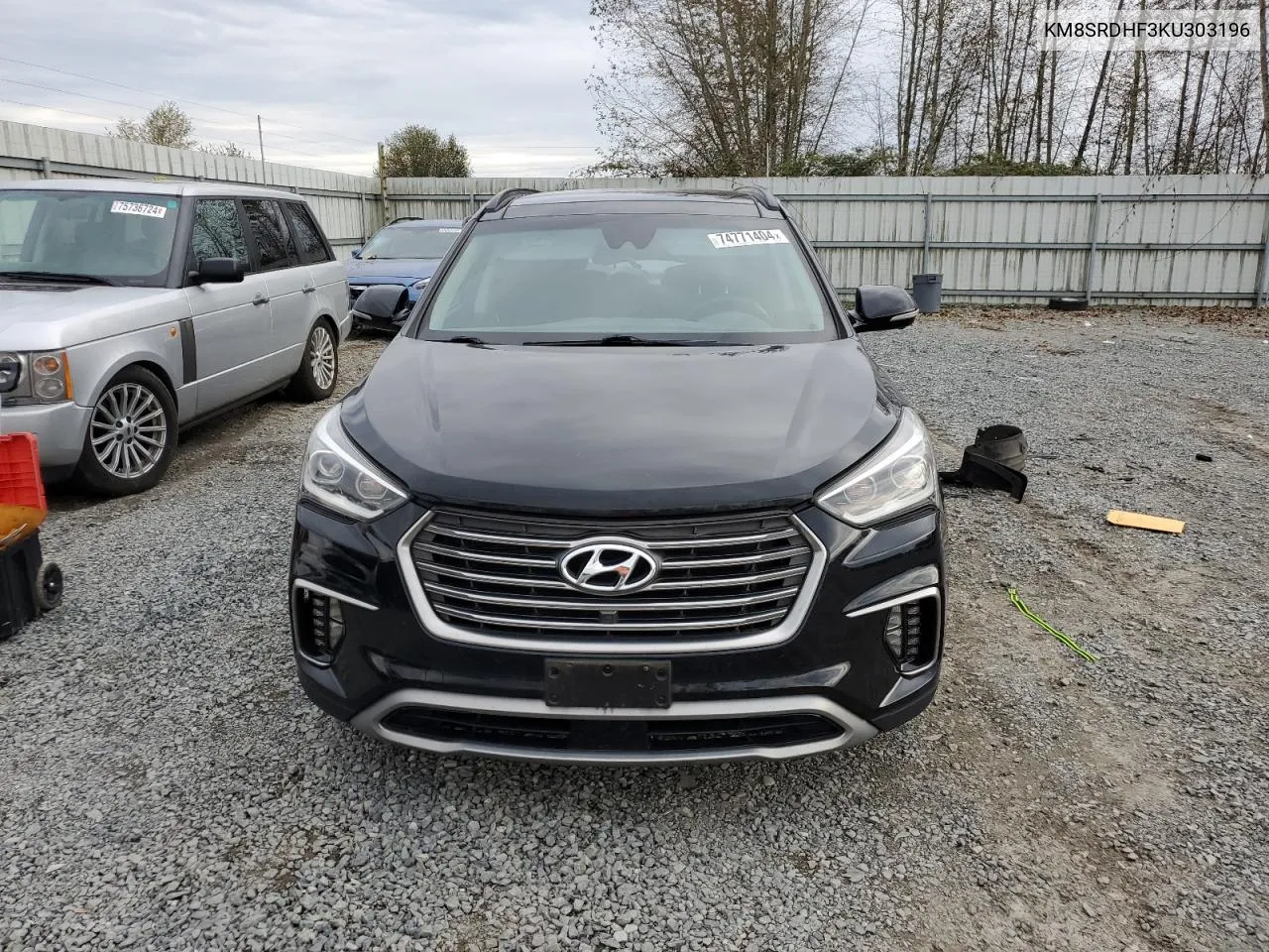 2019 Hyundai Santa Fe Xl Se Ultimate VIN: KM8SRDHF3KU303196 Lot: 74771404