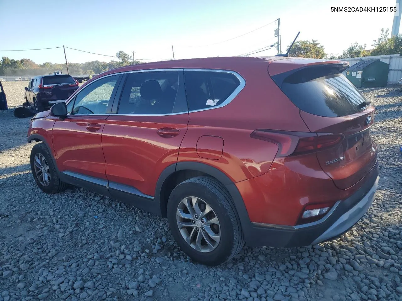 2019 Hyundai Santa Fe Se VIN: 5NMS2CAD4KH125155 Lot: 75120344