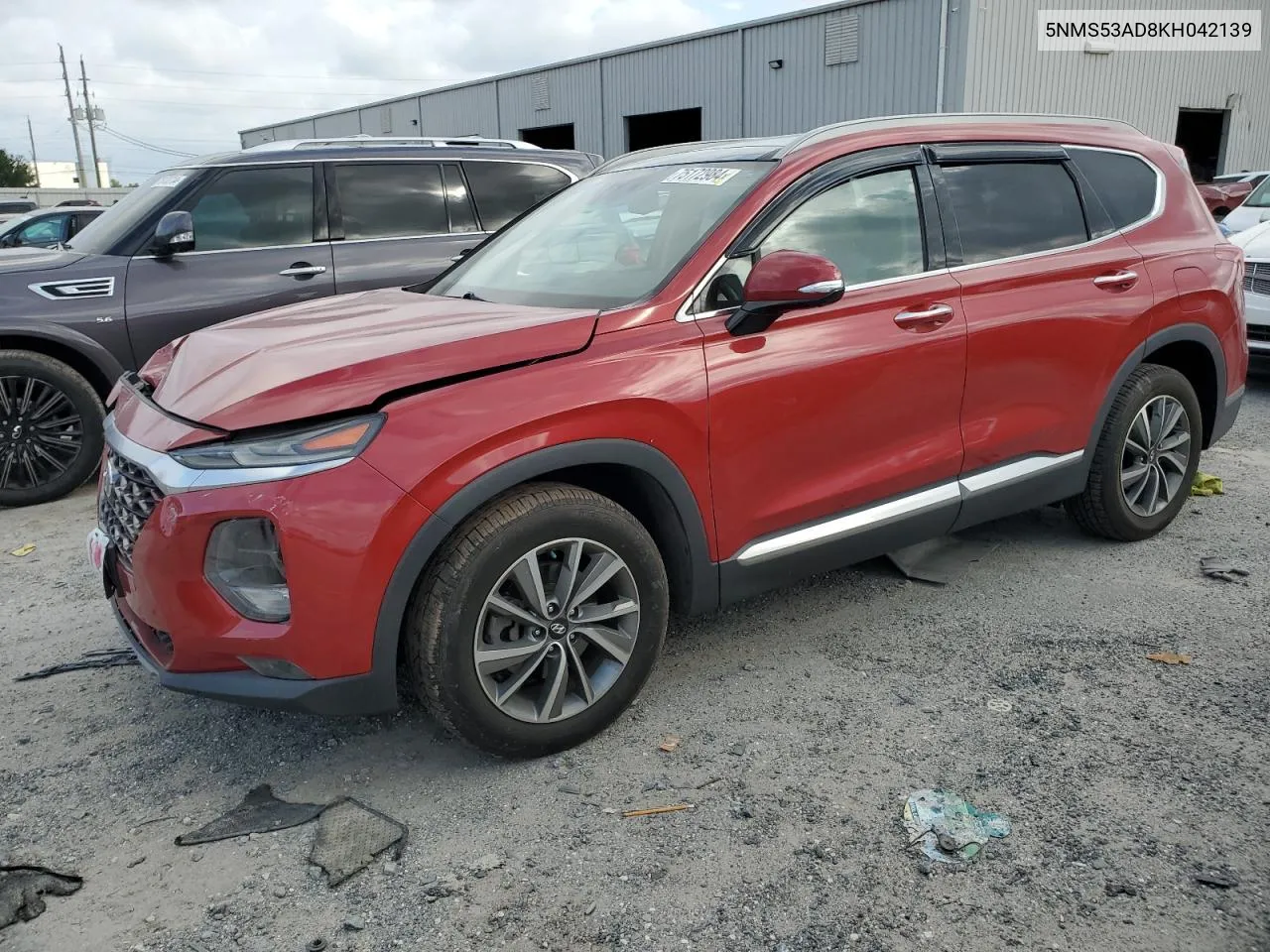 2019 Hyundai Santa Fe Limited VIN: 5NMS53AD8KH042139 Lot: 75172984