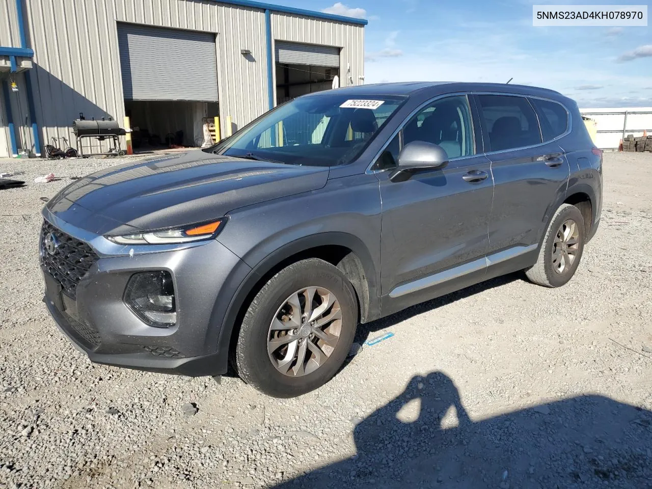 2019 Hyundai Santa Fe Se VIN: 5NMS23AD4KH078970 Lot: 75223324