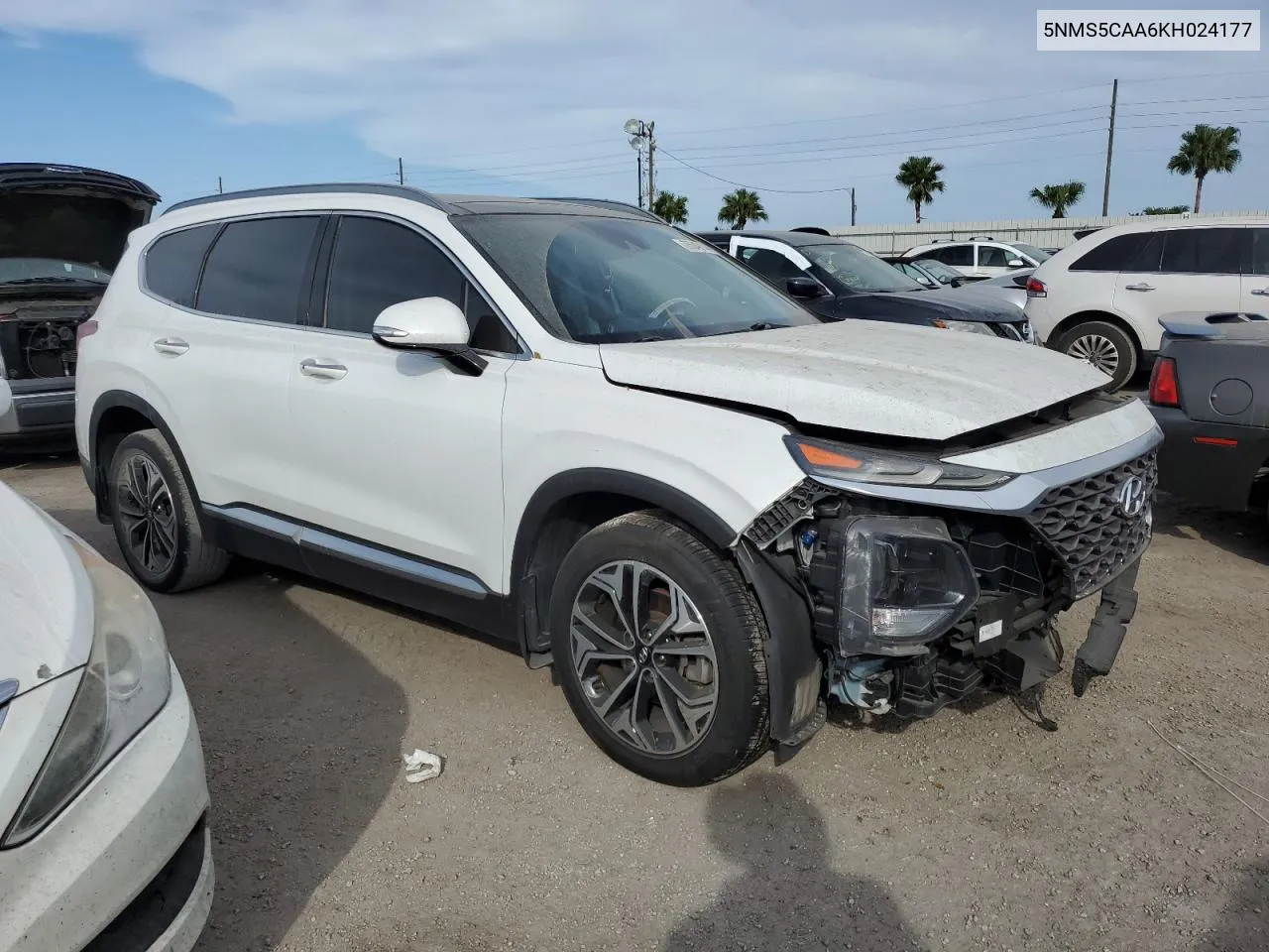 2019 Hyundai Santa Fe Limited VIN: 5NMS5CAA6KH024177 Lot: 75349144