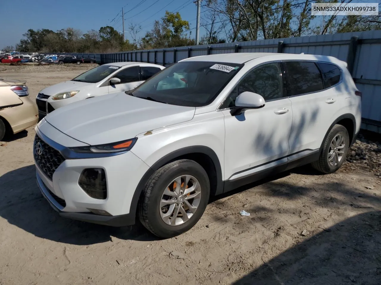 2019 Hyundai Santa Fe Sel VIN: 5NMS33ADXKH099738 Lot: 75398944