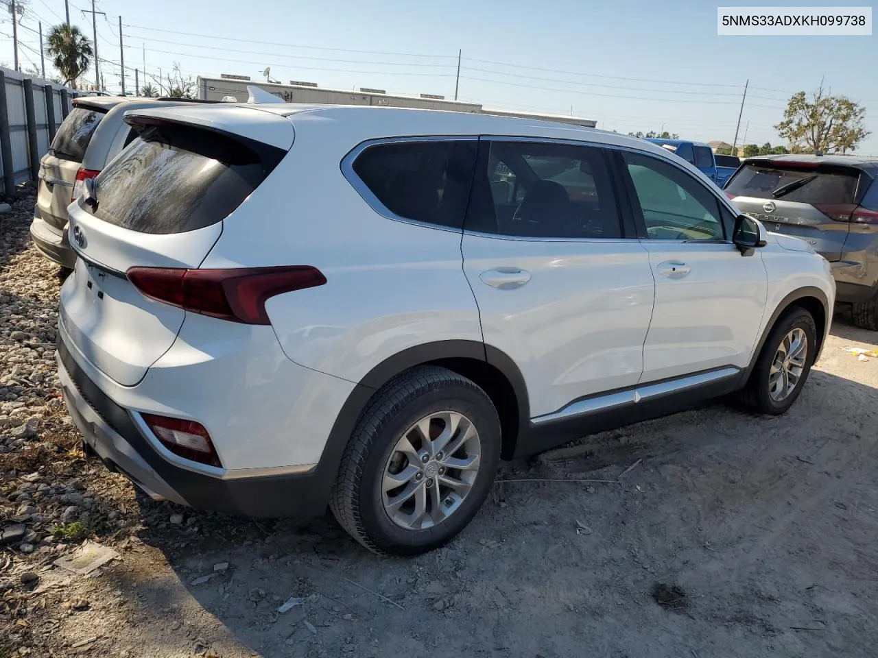 2019 Hyundai Santa Fe Sel VIN: 5NMS33ADXKH099738 Lot: 75398944