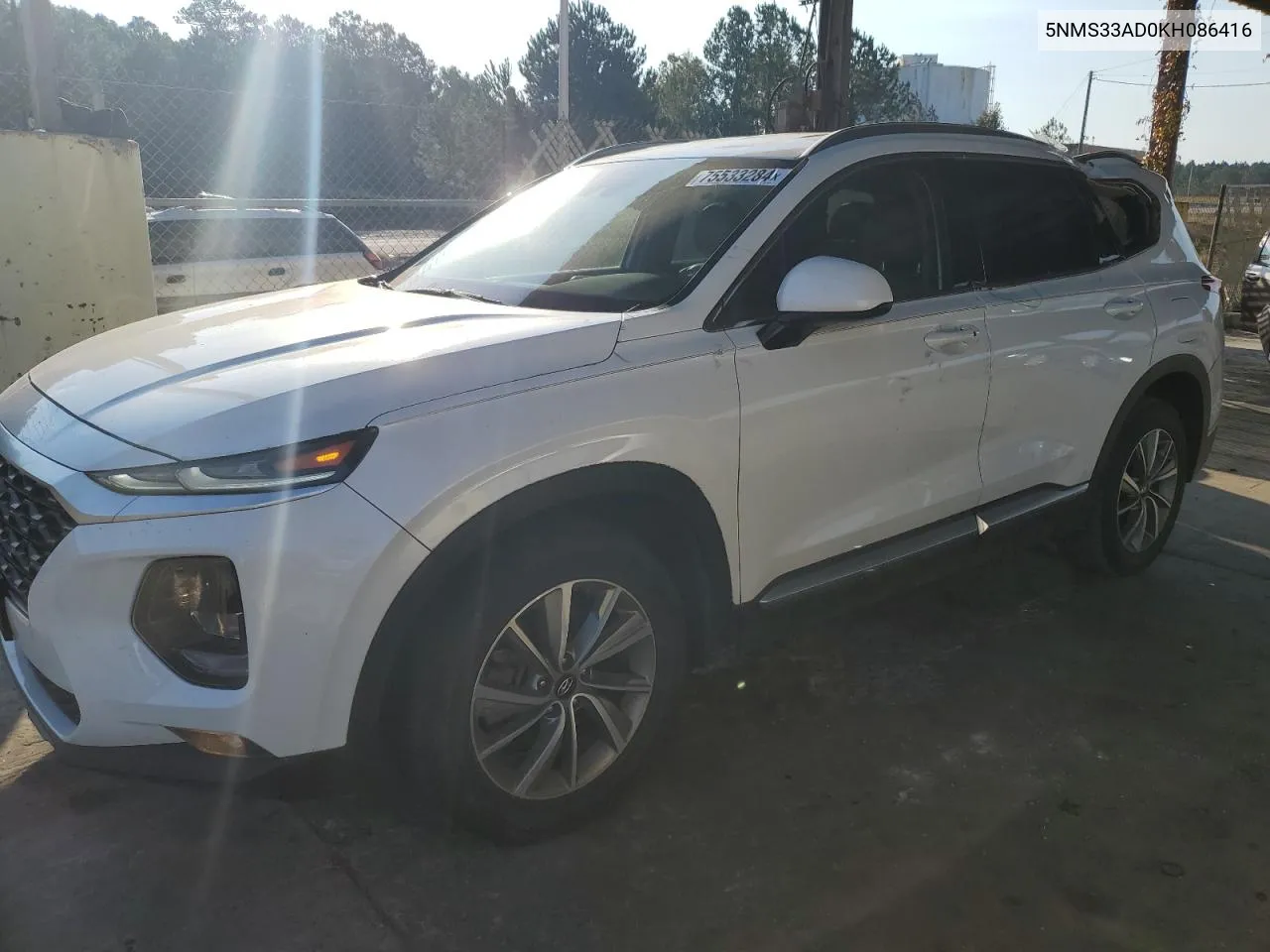 2019 Hyundai Santa Fe Sel VIN: 5NMS33AD0KH086416 Lot: 75533284