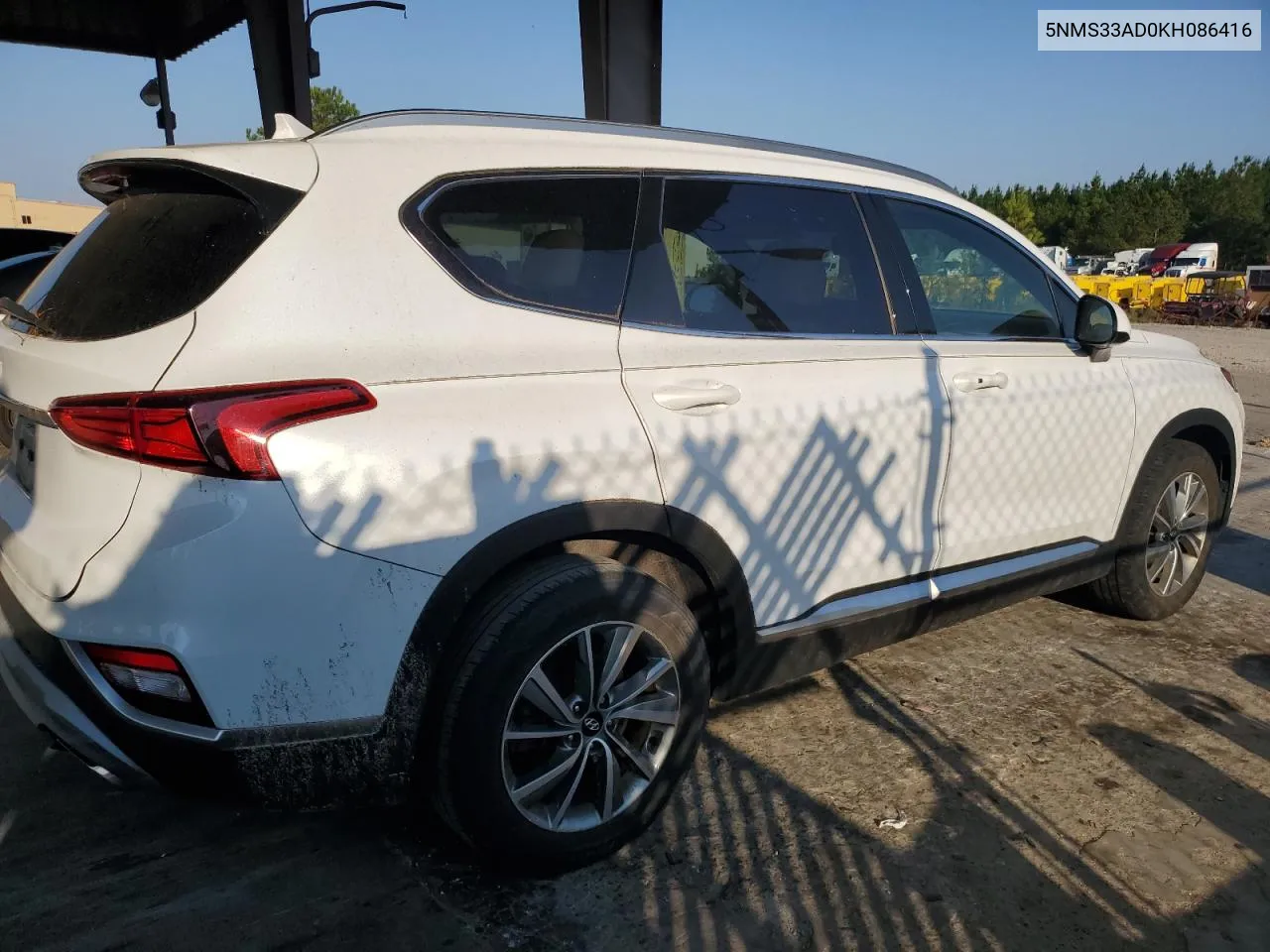 2019 Hyundai Santa Fe Sel VIN: 5NMS33AD0KH086416 Lot: 75533284