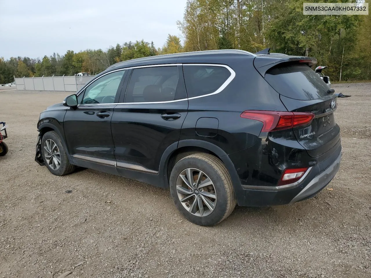 2019 Hyundai Santa Fe Sel VIN: 5NMS3CAA0KH047332 Lot: 75565744