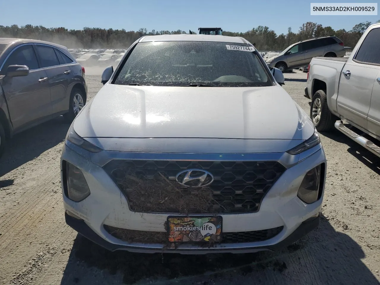 2019 Hyundai Santa Fe Sel VIN: 5NMS33AD2KH009529 Lot: 75927744